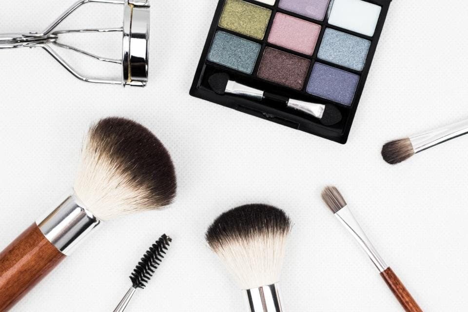 Makeup brushes and eyeshadow palette